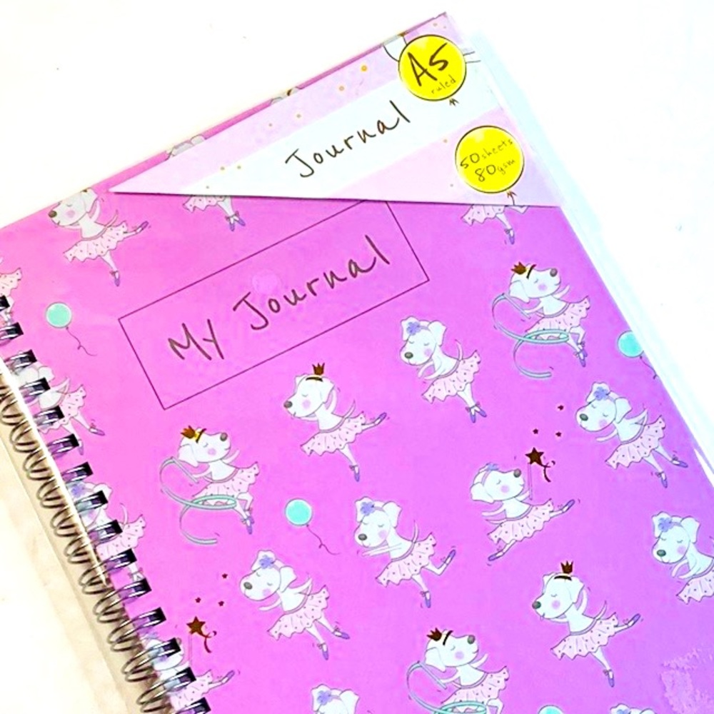 Pink Ballerina Puppy Dog Journal School Kids Dancers